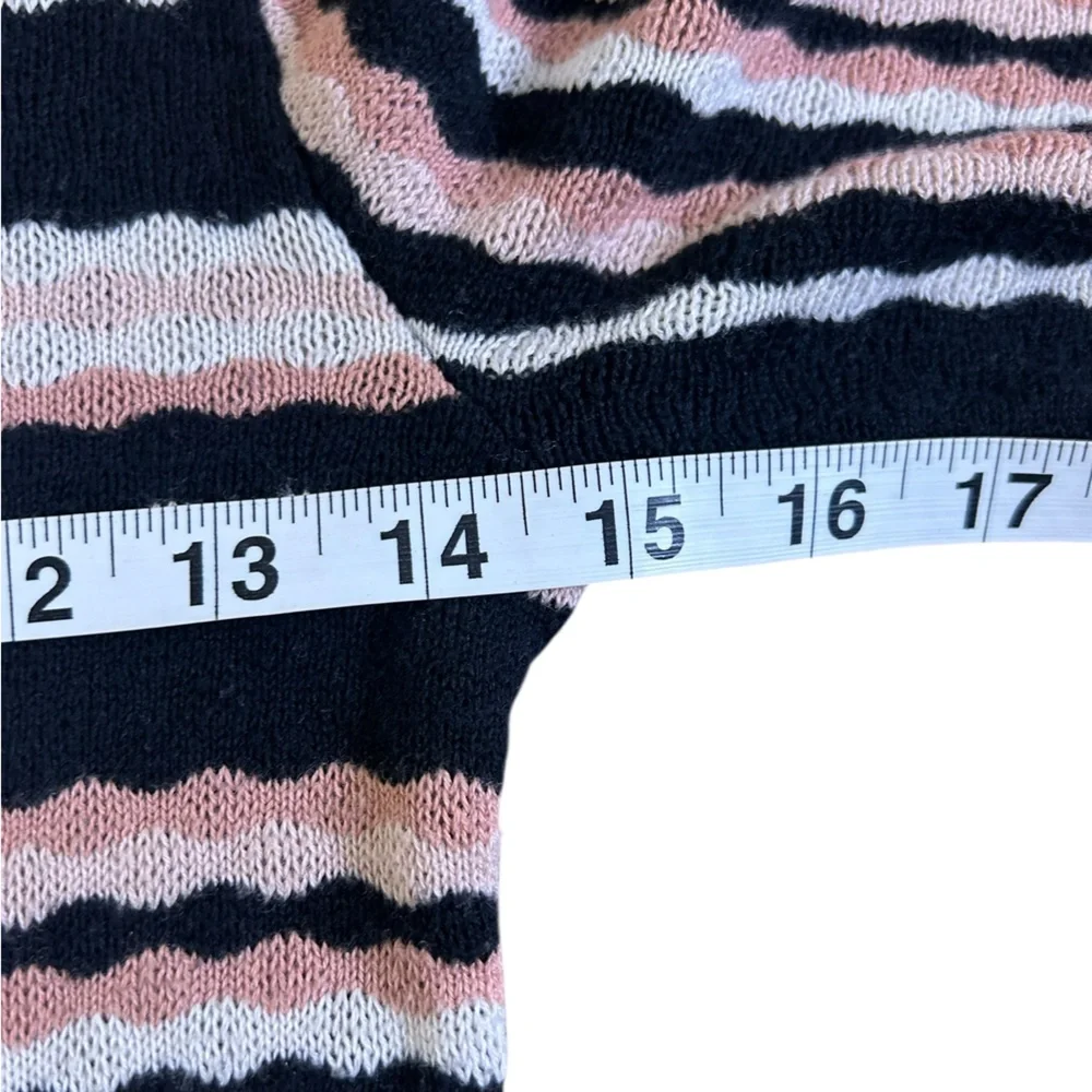 Kate Spade Scallop Stripe Knit Sweater‎ Dress Blush Black Cream Fit & Flare Sz S